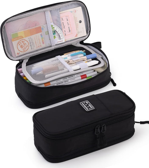 CICIMELON Large Pencil Case - Big Storage Pen Pouch Bag with Compartment for School Supplies, Upgraded Black