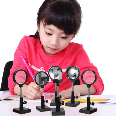 6pcs Set Didiseaon Optical Experiment Kit for Science Classroom Physics Teaching Including Plane Mirror, Convex
