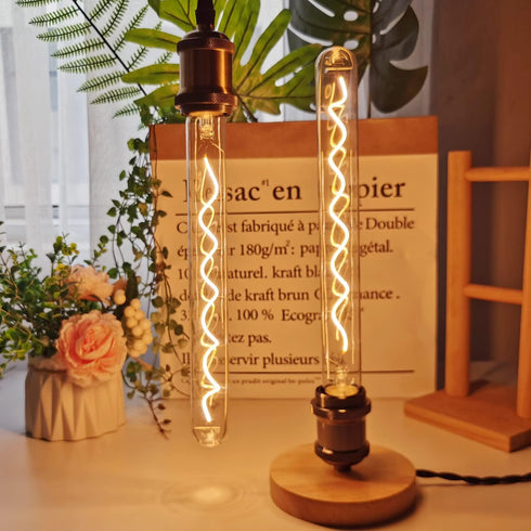 TIANFAN Vintage LED Bulb, 2-Pack Long Test Tube T10 300mm, 4W Dimmable Edison Style, E26 Transparent