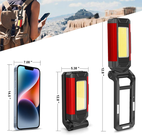 2 Pack, 7 (2, YiaMia Rechargeable LED Magnetic Work Light Portable Tool Gifts for Men, Flashlight Modes with Kickstand