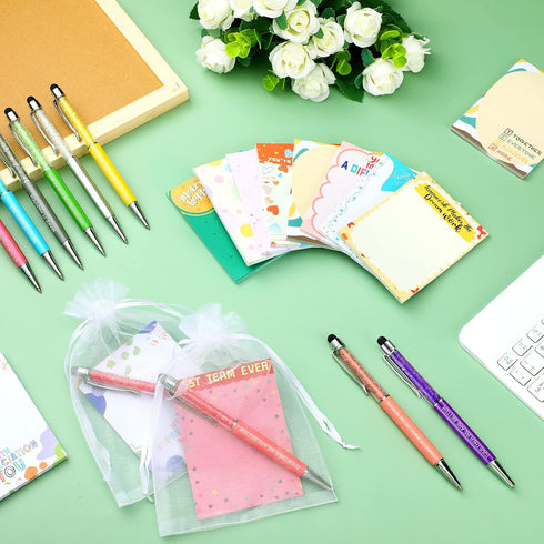 Estune 60 Pcs Employee Appreciation Gifts, Funny Notepads, Motivational Ballpoint Pens for Office