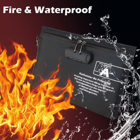 KaAutoler (11"*7.5") Fireproof Money Bag with Lock Fireproof and Waterproof Cash Bag with Zipper Closure Fireproof