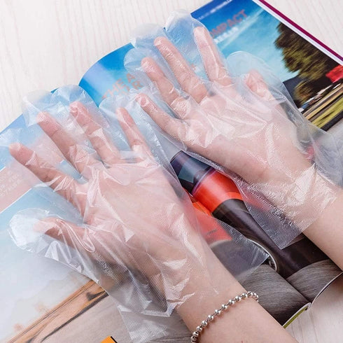 300pcs Disposable Plastic Gloves, Latex Free, Clear Polyethylene Hand Gloves for Cleaning & Food Handling