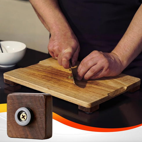 4 Packs Sliner Walnut Wood Cutting Board Feet Non Slip Cutting Board Feet Legs with Silicone Rubber and Screws