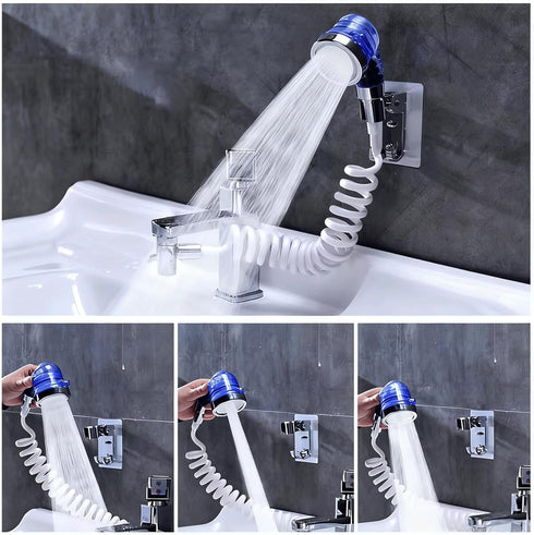 Qusmeiyici 3 Blue Shampoo Bowl Sprayer Head with Filter, Sink Faucet Sprayer Attachment Salon Shampoo Bowl Spray Head