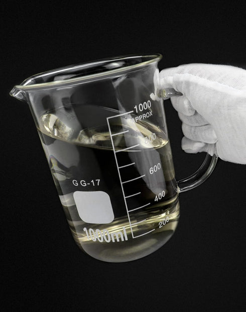 QWORK Beaker with Handle, 1000ml/33.81oz Measuring Cup, Borosilicate Glass, 2 Pack