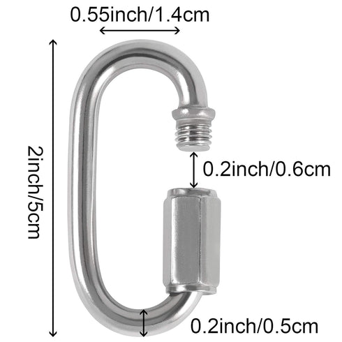 20 Pack M5 3/16 Inch Quick Link, 648 Lbs Stainless Steel Threaded Chain Connector Heavy Duty D Shape Locking Repair Link for Backpack DIY Accessories