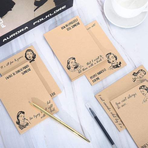 Whaline 8 Packs Funny Memo Pads, Humorous Sticky Note Pads, Sarcastic Adhesive Memo Pad for Women Office Coworker Gift