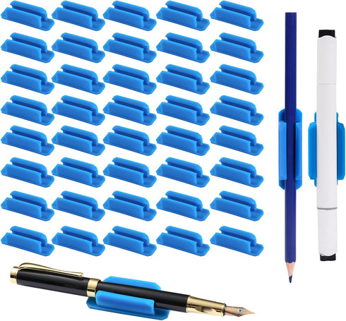 VZZNN Adhesive Pen Holders for Desk Set of 40 - Reusable Silicone