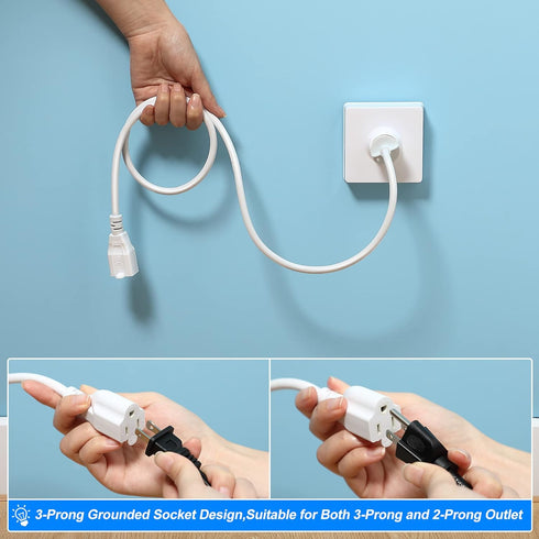 3 Outlet Light Socket Adapter, E26/E27 Bulb Socket to 3 Prong Outlet Converter for Indoor Outdoor Use