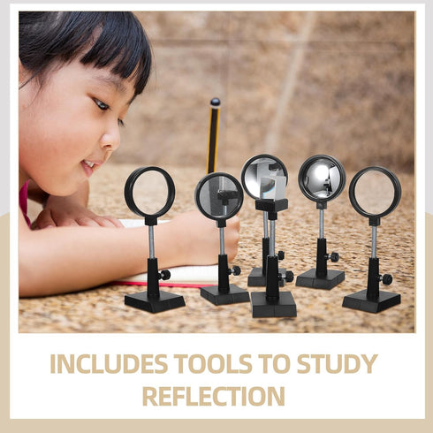 6pcs Set Didiseaon Optical Experiment Kit for Science Classroom Physics Teaching Including Plane Mirror, Convex