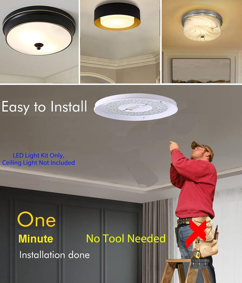 36W 3 Color Temperature LED Flush Mount Ceiling Fan Light Kit Replacement LED Light Board Panel,Retrofit LED Light