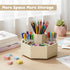 Fiwochic 360 Rotating Pencil Holder for Desk Bamboo Rotating Marker Pen Desk Organizer Art Supply Gifts or Desktop