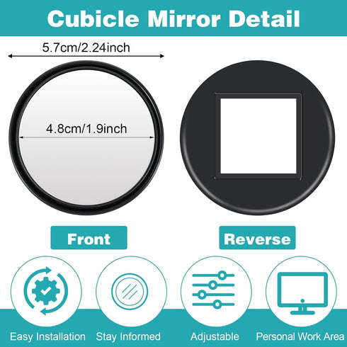 CIATBYYJ 2Pcs 2.24inch Office Cubicle Mirrors, Adjustable Monitor Mirror to See Behind You for Work Accessories, Small