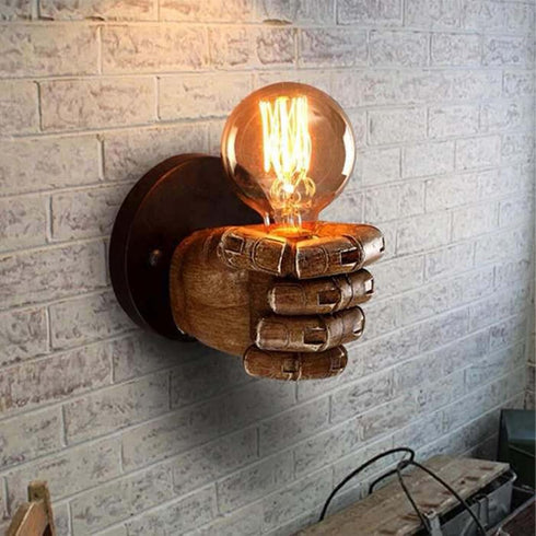 Aomesinc Vintage Wall Sconce Industrial Hand Shaped Wall Light Fixture Edison Lamp Fixture Indoor for Bedroom Kitchen