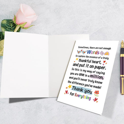 Supoeguk Lovely Thank You Card for Friend, Appreciation Card for Boss Coworker, Poem Thank You Card for Teacher, Sweet