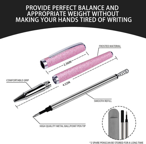 Nice Luxury Pen with Case, Fancy Ballpoint Pen, Smooth Writing Experience, Gift Box with 0.5mm Black Extra Refill (Pink)