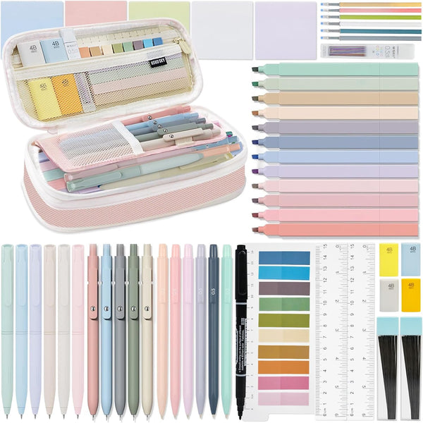HRFGWDD 52 PCS Aesthetic School Supplies with Highlighters, Mechanical Pencils, Color Ink Gel
