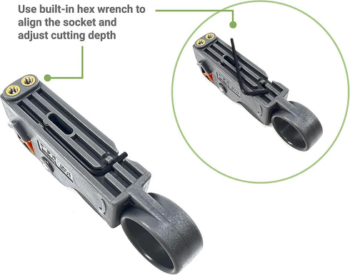 2-Blade Adjustable Rotary Coaxial Cable Wire Stripping Tool for RG174, RG188, RG316