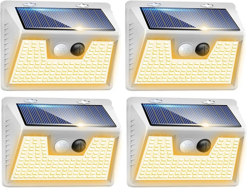 Peasur Solar Lights Outdoor Motion Sensor Waterproof, 4Pack 140LED White Solar Powered