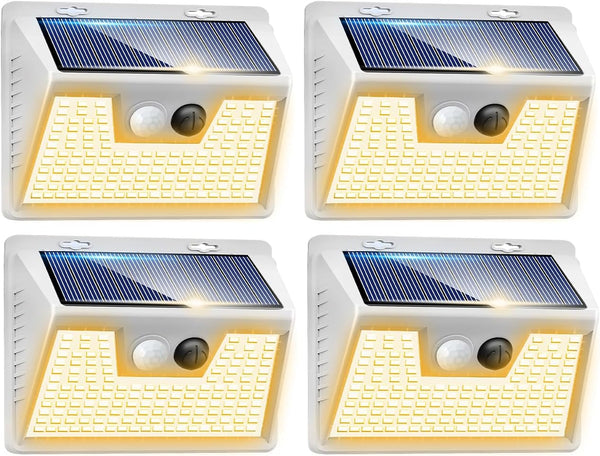 Peasur Solar Lights Outdoor Motion Sensor Waterproof, 4Pack 140LED White Solar Powered