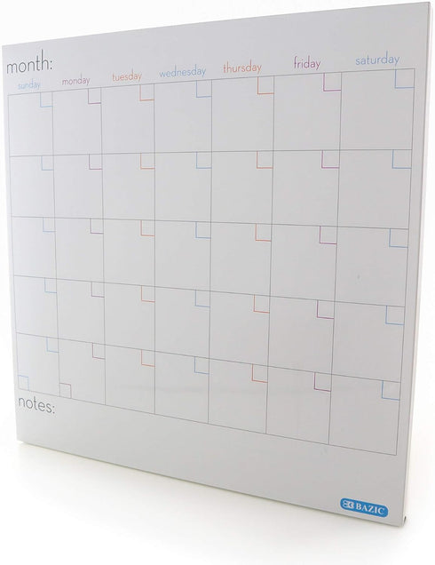 BAZIC Magnetic Dry Erase Calendar Board Tile + Markers & Magnets, 14" X 14" Calendar Whiteboard for Office Schedule Planner, 1-Pack by BAZIC Products