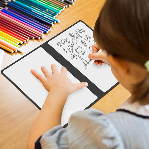 Portable Reusable Dry Erase Board, Double-Sided White Board with PU Cover 9.5"x6.6", Marker and Wipe Cloth