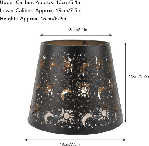 Jelquix E27 E26 Nature Shadow Lamp Shade, Iron Engraved Lampshade, Sun Moon Star Patterns Decorative Shade with Base