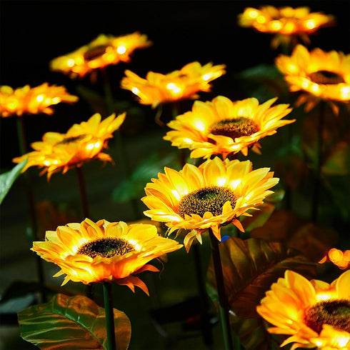 Generic Solar Sunflower Stake Lights - Waterproof Outdoor Garden Decor with Realistic Petal Design, Auto On/Off