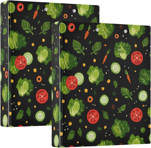 foixnub 3 Ring Binder 1.5 Inch Rings Tomato Green Lettuce Leaves Clipboard Binders