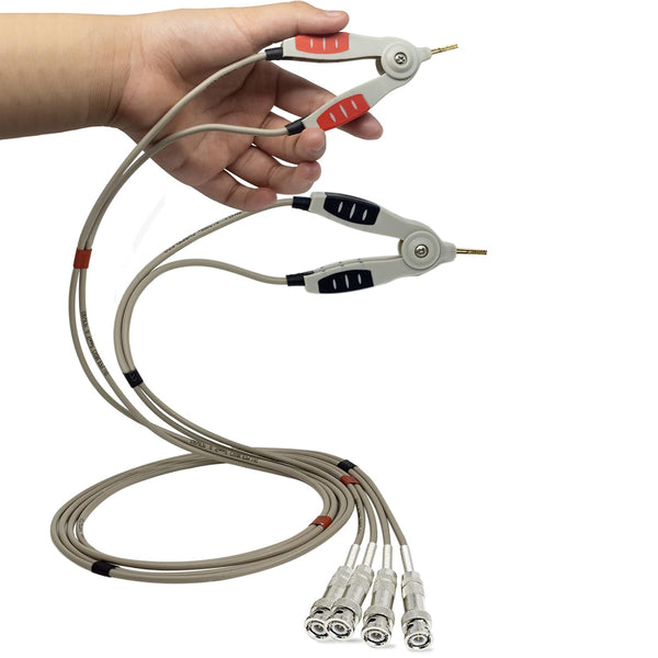 LCR Meter Test Leads - BNC Male Plug Test Lead Kit Set, 4-Wire Kelvin Clip Alligator Electrical for Component Testing