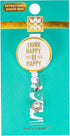 Think Happy Be Happy Gold Tone White Badge Reel with Alligator Clip for ID