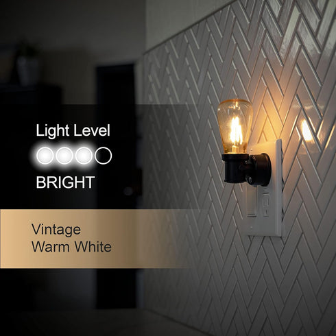 GE Vintage LED Edison Night Light, Plug-in Dusk to Dawn Sensor, Black
