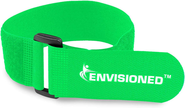 Reusable Cinch Straps 2" x 100" - 2 Pack Hook and Loop Straps (Neon Green)