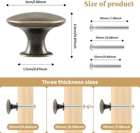 4X Oil Rubbed Cabinet Knobs Antique Bronze Cabinet Hardware Round Vintage Dresser Door Knob Pull Handles 30mm/1.18in for Closet Chest Bathroom Kitchen Furniture Cupboard by OctinPris