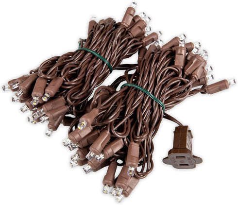 70 24 Commercial 21 Sets Warm White Wide Angle LED Mini Lights on Brown Wire Ft Grade Christmas String Lights, Full