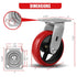 6"X2" Heavy Duty Industrial Casters, Crowned Polyurethane Tread Cast Iron Center Wheels, 1200 lbs Load Capacity