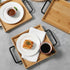 InnoHHustle 2 PCS Black Side Fixed Tray Handle, Cutting Board Cabinet Hardware Pull Metal Tableware Serving Tray