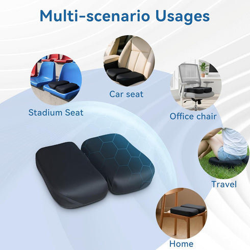 Tailbone Adjustable Seat Cushion, Memory Foam Office Chair Cushion, Car Seat Cushion, Foldable Travel Cushion for Pain