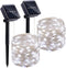 Solar String Lights Outdoor 2 Pack, 33FT 100LED Waterproof Fairy Lights for Wedding Party Garden Patio Christmas (Cool