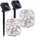 Solar String Lights Outdoor 2 Pack, 33FT 100LED Waterproof Fairy Lights for Wedding Party Garden Patio Christmas (Cool