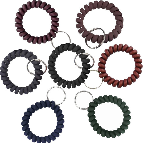 BIHRTC Pack of 7 Colorful Wrist Coil Spring Key Chain, Stretchable Spiral Key Rings for Outdoor Sports