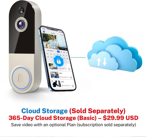 NexoSora 1080p 2-Way 2.4Ghz Wireless Doorbell Camera with Receiver, AI Human Detection, Audio, Night Vision, Cloud