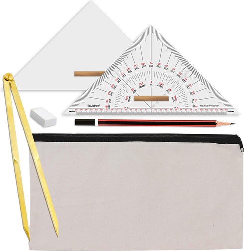 Liquidraw Marine Navigation Set of 6 | Universal Nautical Protractor Set Squares