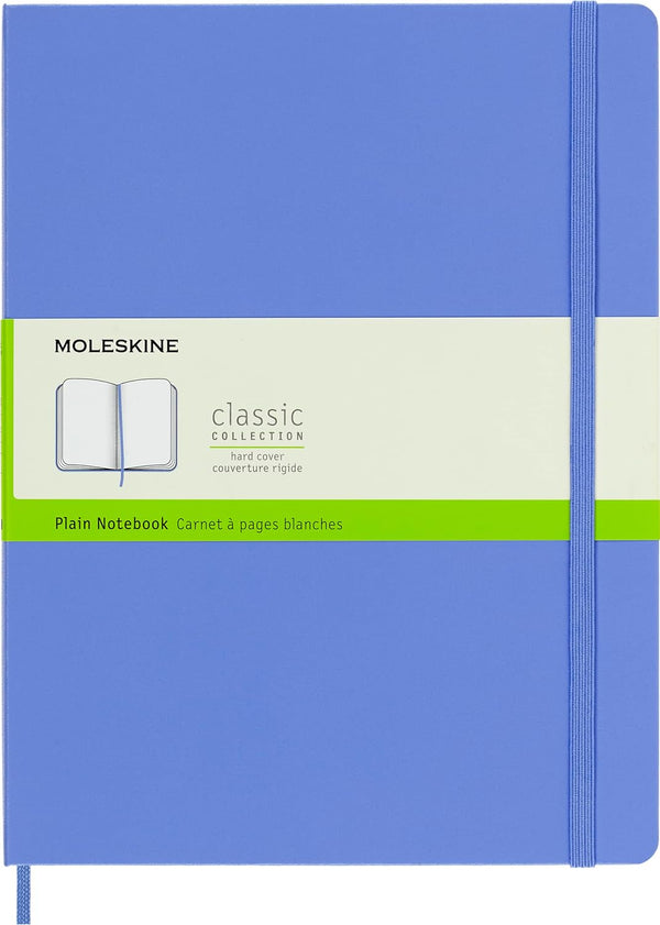 Moleskine Classic Notebook, Hard Cover, XL, Plain/Blank, Hydrangea Blue, 192 Pages
