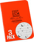 Rite in the Rain Mini Stapled Notebook, Weatherproof, 3.25" x 4.625", Orange Cover, Universal Pattern, 3 Pack (No.