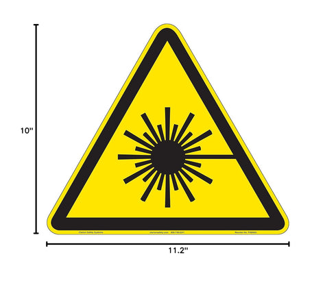 (FIS6003-)|Plastic 11.20" 10.00" Laser Aperture x with Corner Mounting Holes|Triangle ISO Symbol|Sign
