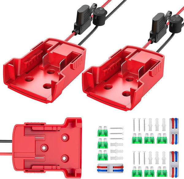 3 Packs Power Wheels Adapter for Milwaukee M18 Battery, Battery Converter Kit with Fuse & Switch for DIY RC Car Toys