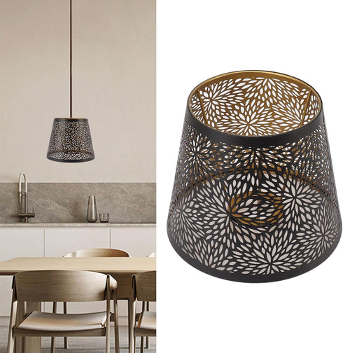 LICAEVEY E26 E27 Bulb 15 13 19 cm, Hollow Carved Metal Lamp Shade, Base Compatible, Detachable Cylindrical Hollow Out