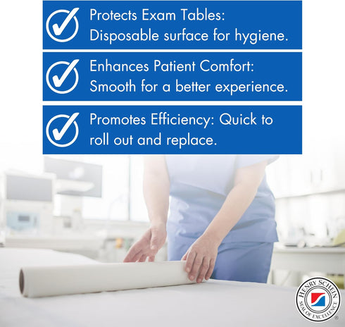 1 21"x225", Henry Schein Exam Table Paper, Roll, Smooth Standard, White, Latex-Free Ideal for Medical and Dental